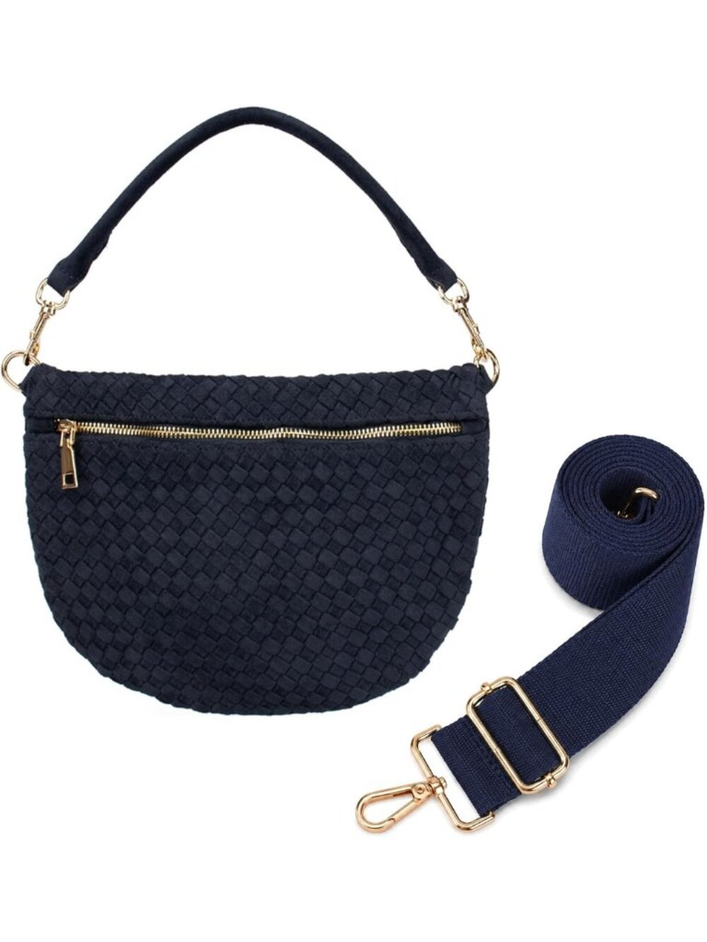 Woven Crossbody Bag with 2 Interchangeable Straps | Versatile Bum Bag Purse